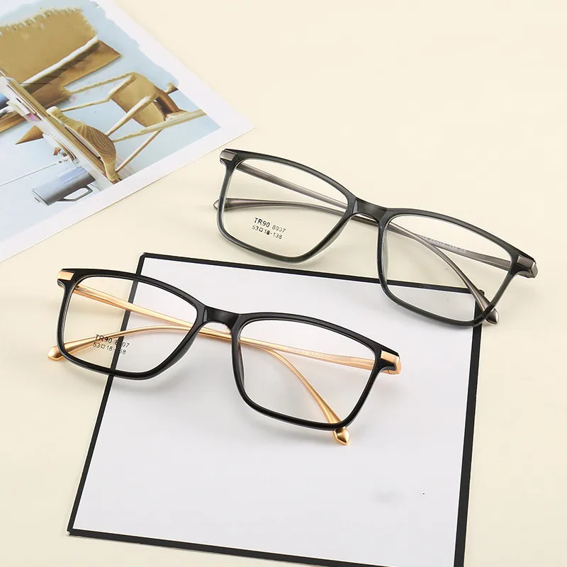 Квадратные очки для мужчин и женщин модные металлические оправа очков