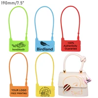 100 custom clothes hang label tag plastic disposable security garment clothing shoe bag logo brand printed gift tags 190mm7 5
