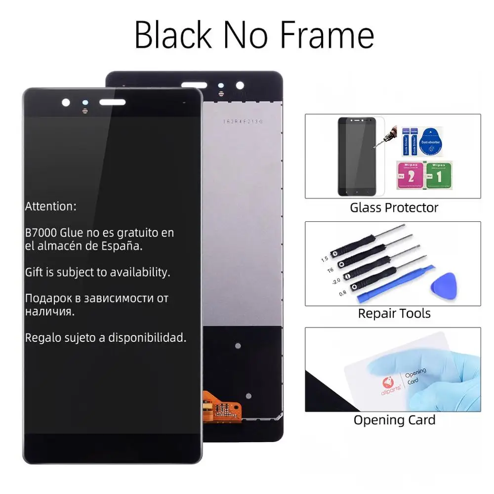 Дисплей для HUAWEI P9 EVA-L09 EVA-L19 LCD в сборе с тачскрином на рамке 5.2'' черный белый золото - Цвет: Black No Frame