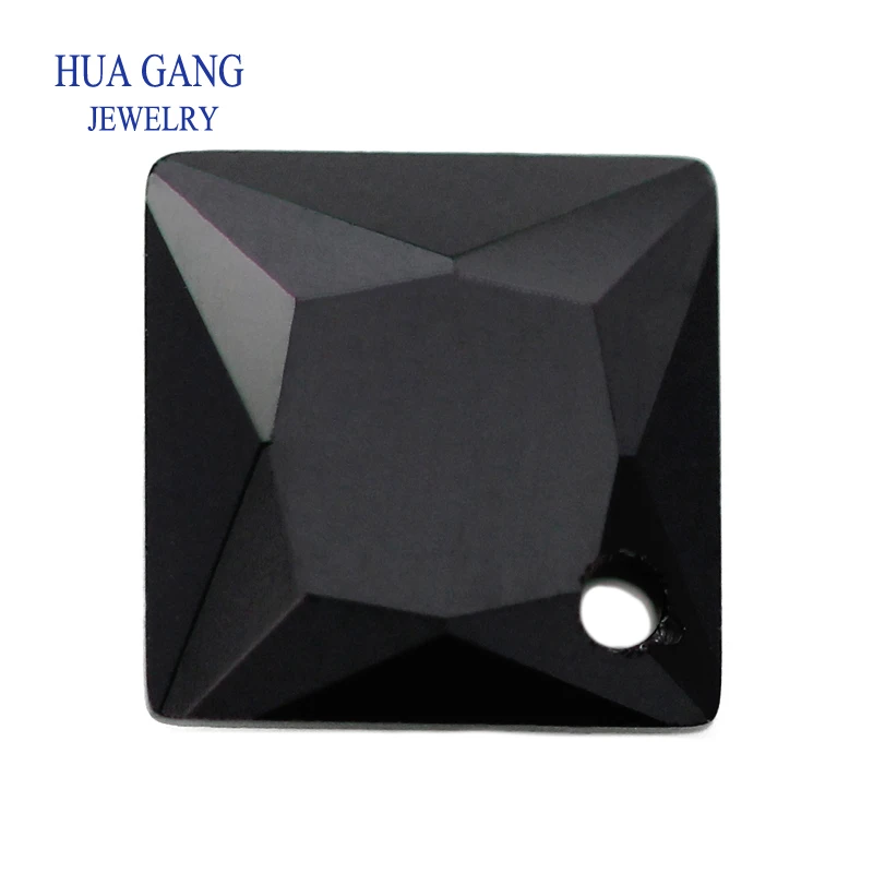 

Black Loose CZ Stones Beads Gem With Hole AAAAA Square Shape Cubic Zirconia Stone For Jewerly Making 4x4~12x12 High Quality