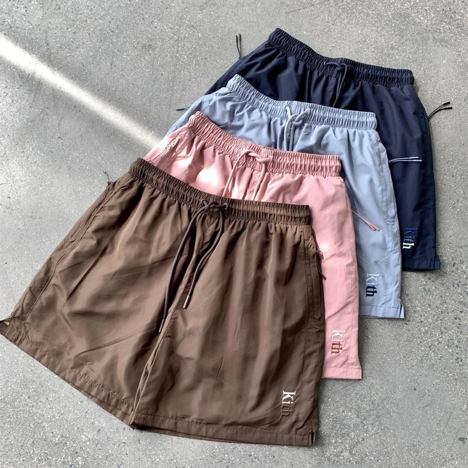 

2021Solid KITH Mesh mens Shorts 1:1 High Quality Gradient Color Embroidered Logo KITH women Shorts Inside Tag Label Breeches