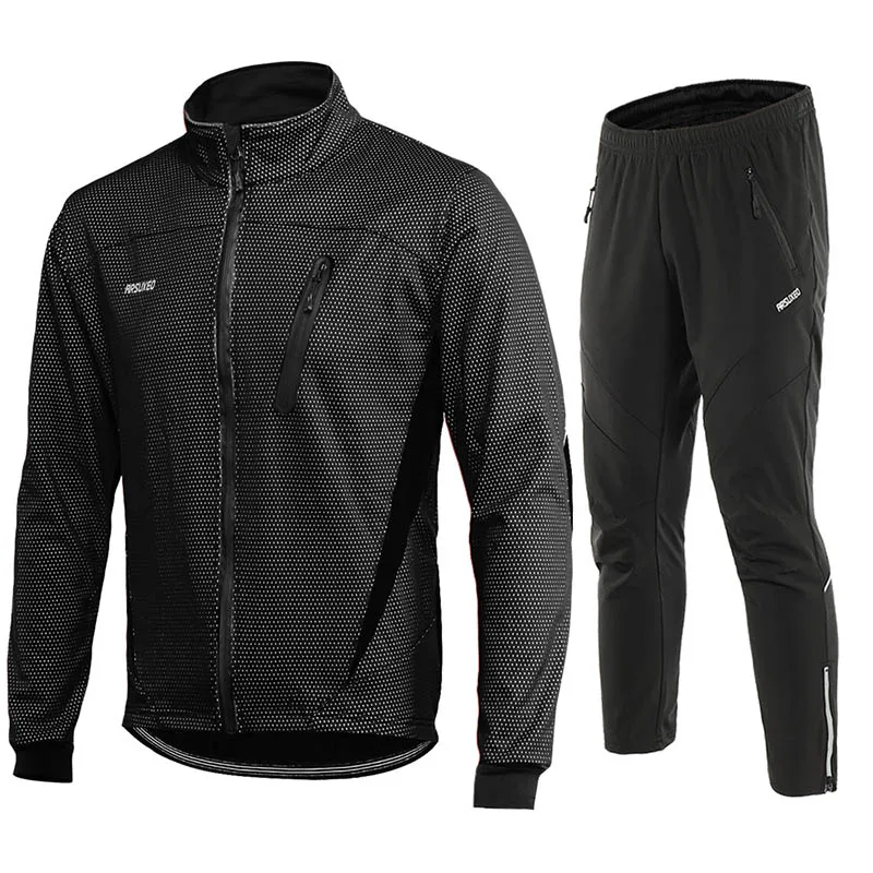 ARSUXEO 4 вида цветов Мужская велосипедная куртка набор зимняя теплая термальная