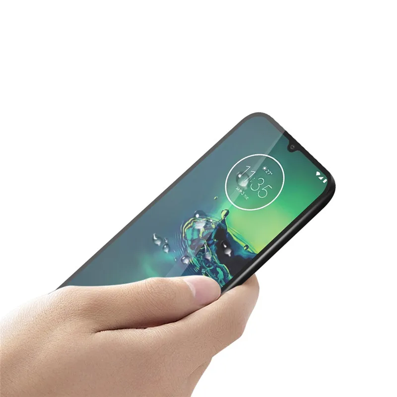 Cristal de pegamento completo para Moto G8 Plus, Protector de pantalla de vidrio templado para Moto G8 Plus, pel&iacute;cula protectora de tel&eacute;fono para Moto G8 Plus, 2 uds.-1