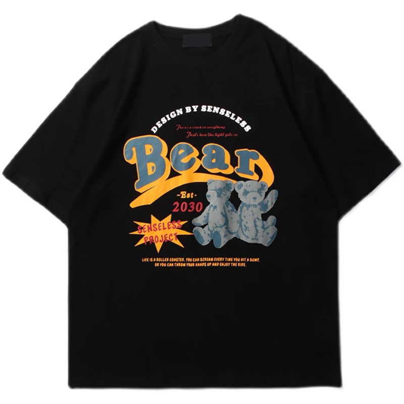 

round neck short harajuku sleeve y2k shirt bear spot gothic all-match men and women t-shirts with short sleeve