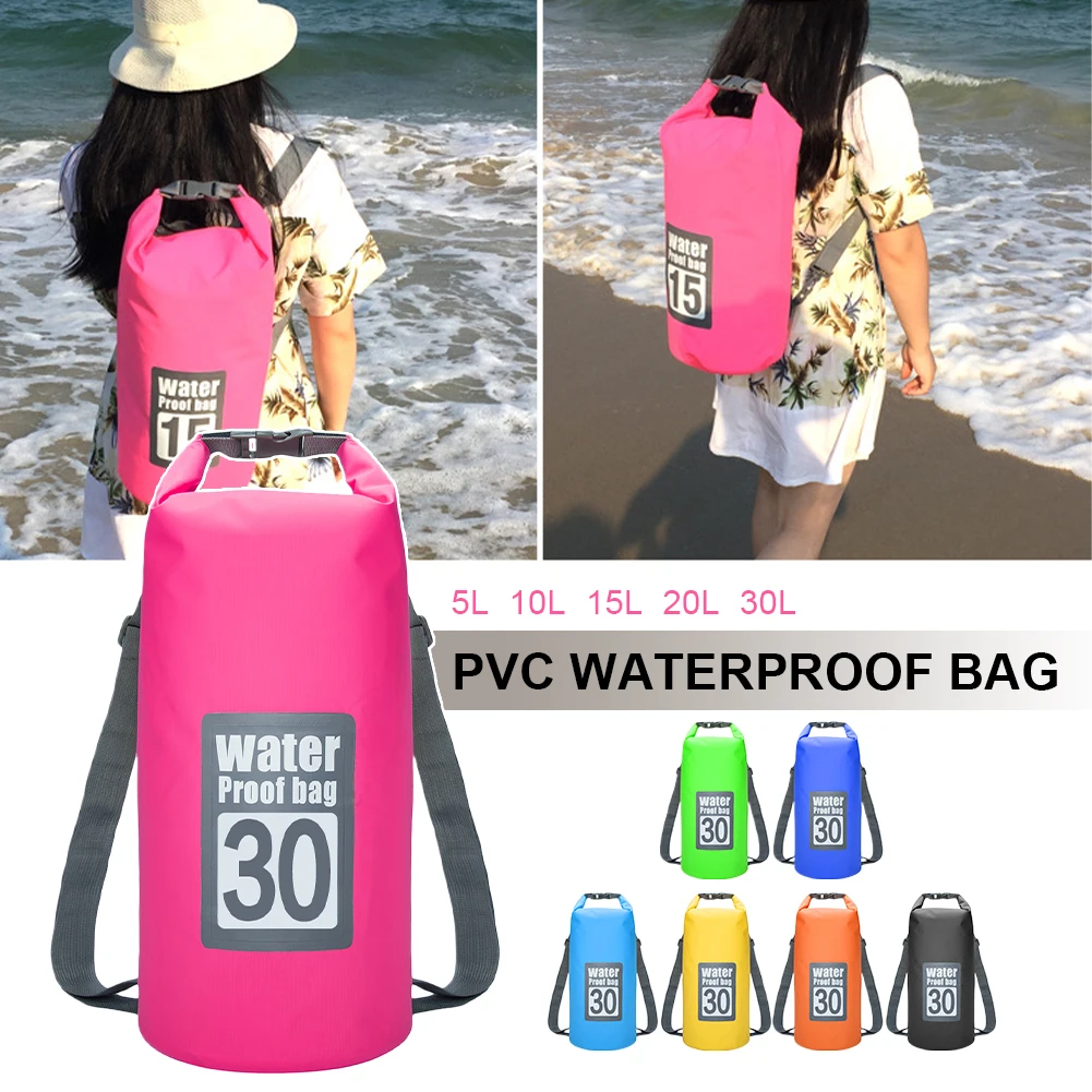 

5L/10L/15L/20L/30L Outdoor Sports Swimming Bag PVC Waterproof Storage Dry Bag For Canoe Kayak Rafting Travel Kit Sack Backpack