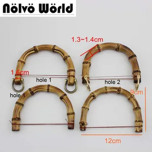 4-10 шт., 2 отверстия 10х9см, Бамбуковая маленькая ручка для сумочки, сумки для вязания крючком, повседневные стильные сумки ручной работы, вязаные сумки с бамбуковой ручкой