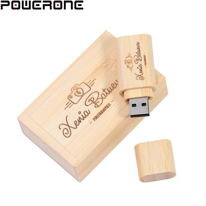POWERONE 1 шт. Бесплатный Логотип Деревянный USB с коробкой флеш накопитель Флешка 4 ГБ