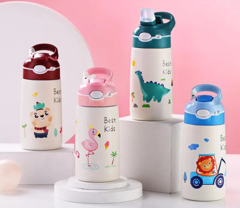 

400ML Children Thermos Water Bottle Kids Thermos Mug Baby Duck Billed Straw 316 Stainless Steel Vacuum Flasks Tumbler Thermo Cup