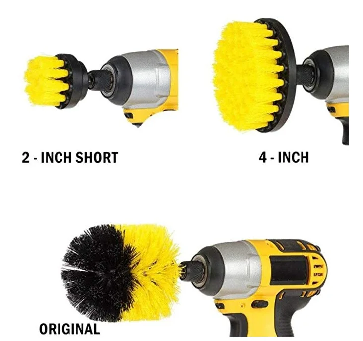ZK30 3Pcs Electric Scrubber Brush Drill Brush Kit Clean Car Plastic Round Cleaning Brush For Carpet Glass Car Tires Brushes