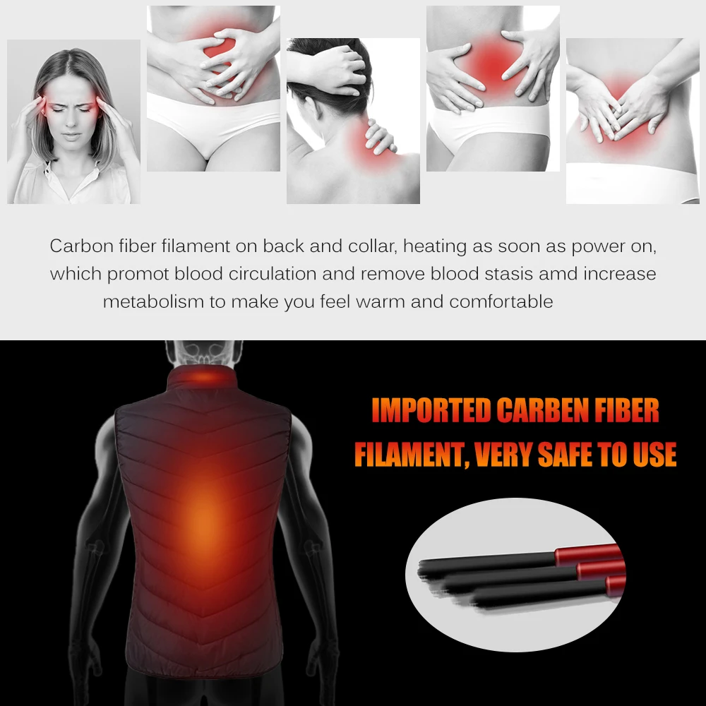 Теплый жилет с подогревом теплый электрическим зарядкой от usb пальто для