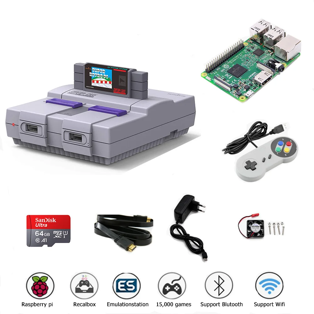 Günstig Retroflag TV Video Spielkonsolen SUPERPi CASE-U Mit Recalbox System Raspberry Pi 3B Retro Game Player Bulit-in 10000 + Spiele