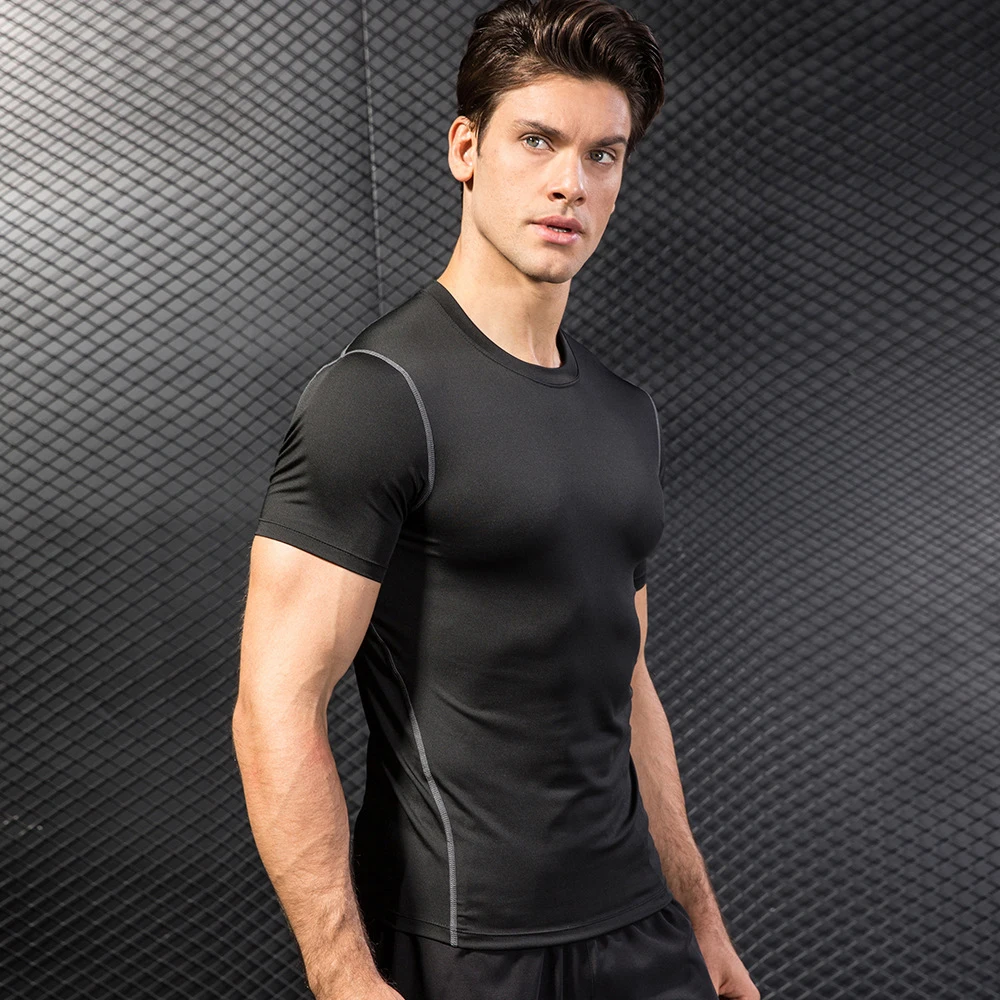 Men Compression Dry Fit T Shirt Sports T-shirt Gym Fitness Clothing Exercise Bodybuilding Training Running Shirt Rashguard 3XL