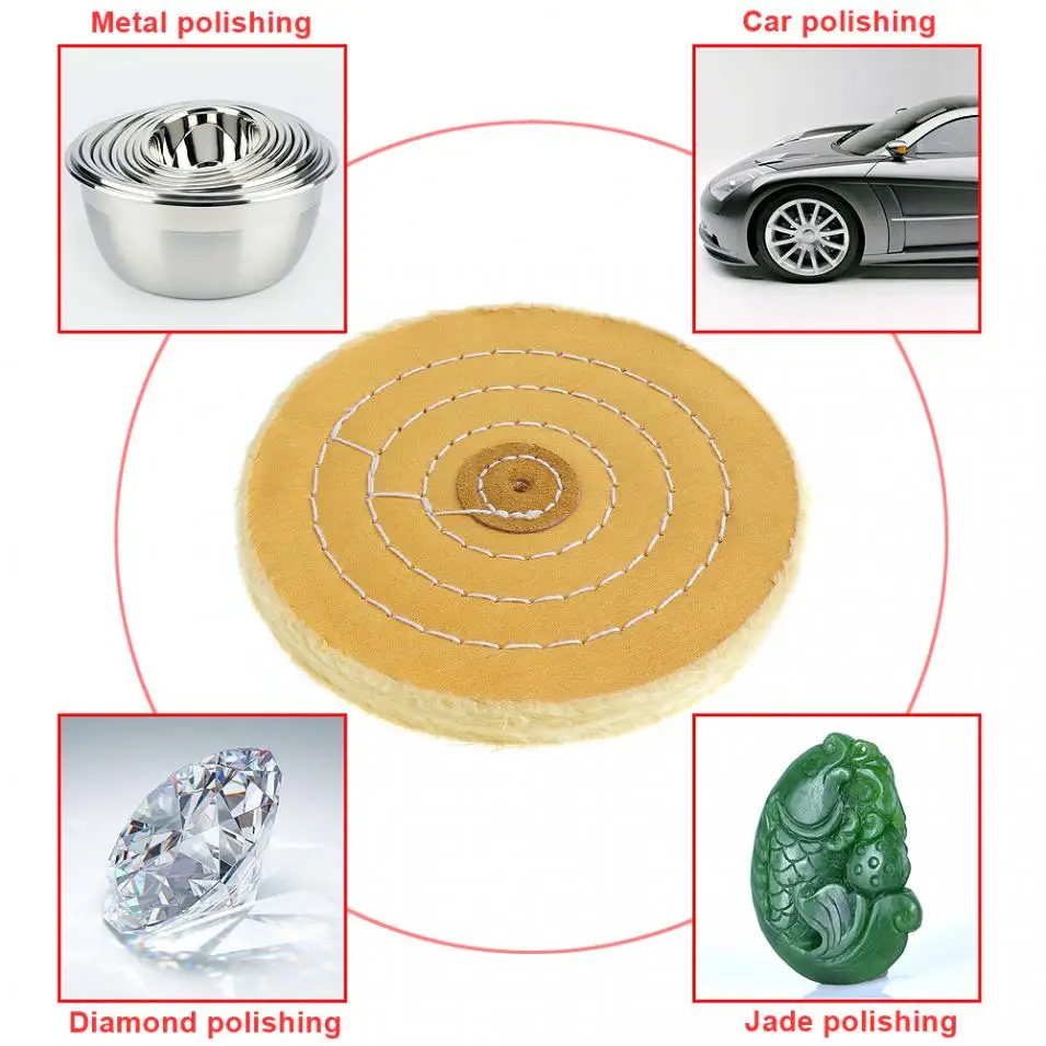 6 Inch T-shaped Yellow Cotton Cloth Polishing Wheel Flannel Mirror Buffer Pad 5mm Hole for Metal /Car | Инструменты