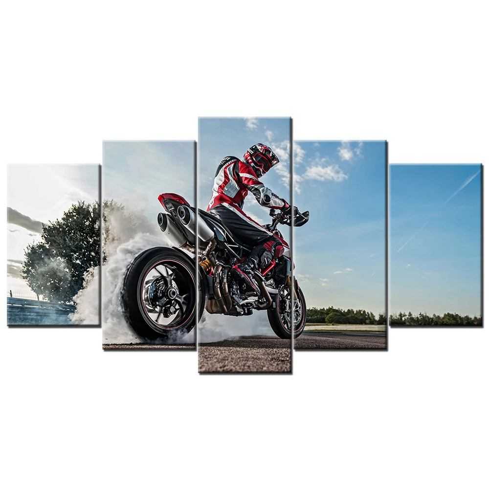 

Картина на холсте Ducati Hypermotard 950, гоночный велосипед, 5 шт., Настенная картина, HD принты, модульные картины, домашний декоративный постер для кр...
