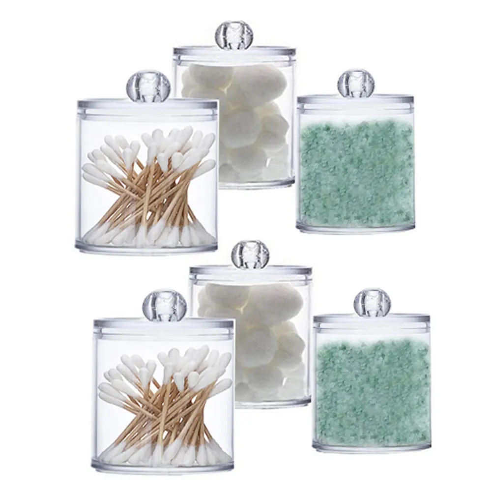 

Transparent Box Organizer Kitchen Tools Dispenser Jar Bathroom Storage Clear Plastic Jar Holder For Cotton Swab Storage