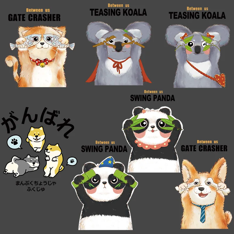

Cartoon lovely animal Corgi panda koala dog cat heat transfer sticker for iron on DIY children T-shirt clothes washable patch