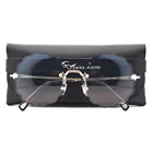 Солнцезащитные очки Rosie женские, роскошные круглые брендовые дизайнерские солнечные очки без оправы с Тонировкой, с чехлом, 2020