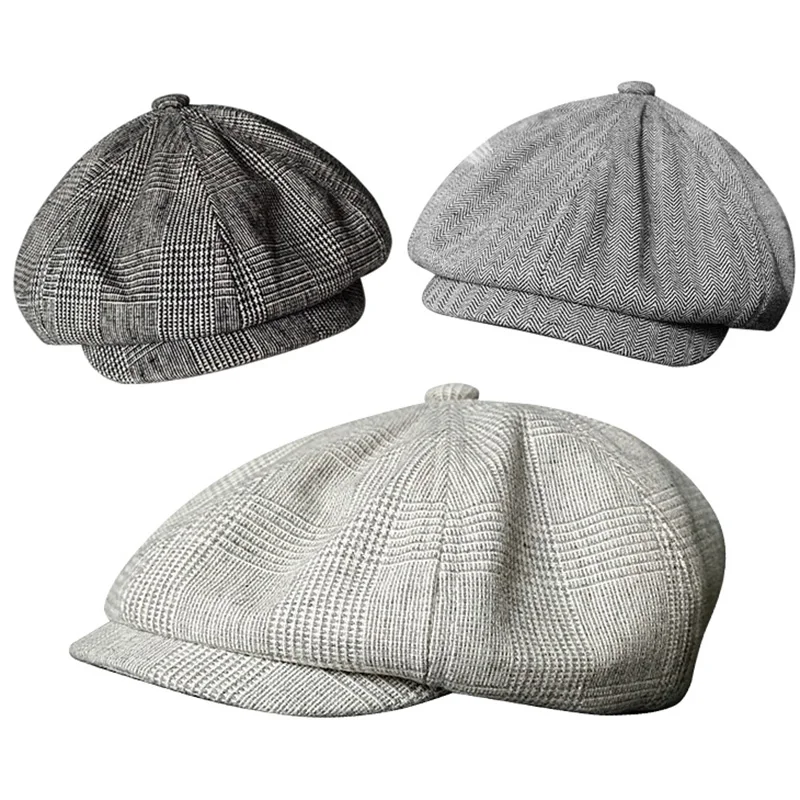 

Newsboy cowboy octagonal cap summer breathable BoChun cotton and linen material man octagonal cap newsboy cap hat beret painter