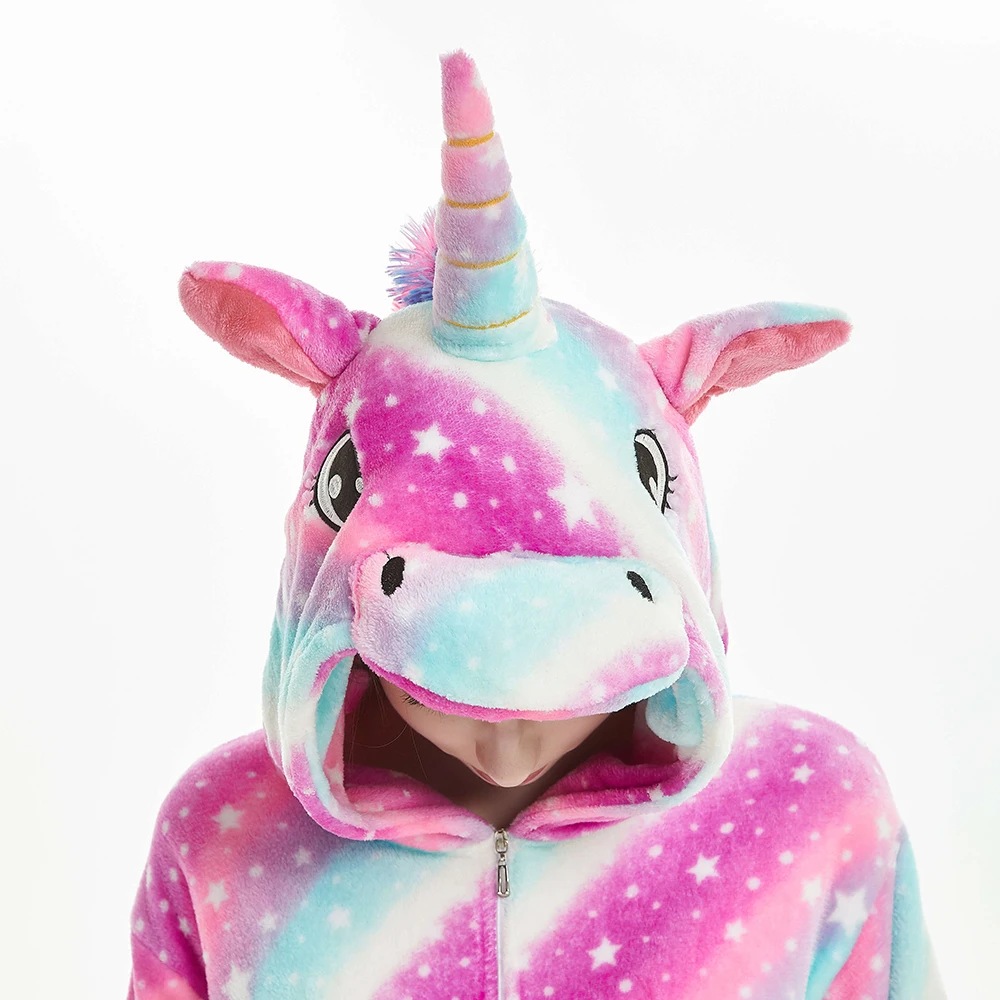 

kigurumi Women kigurumi Pajama Galaxy Unicorn Sleepwear Pajamas Adults Flannel Zipper Homewear Cospaly Funny Jumpsuits