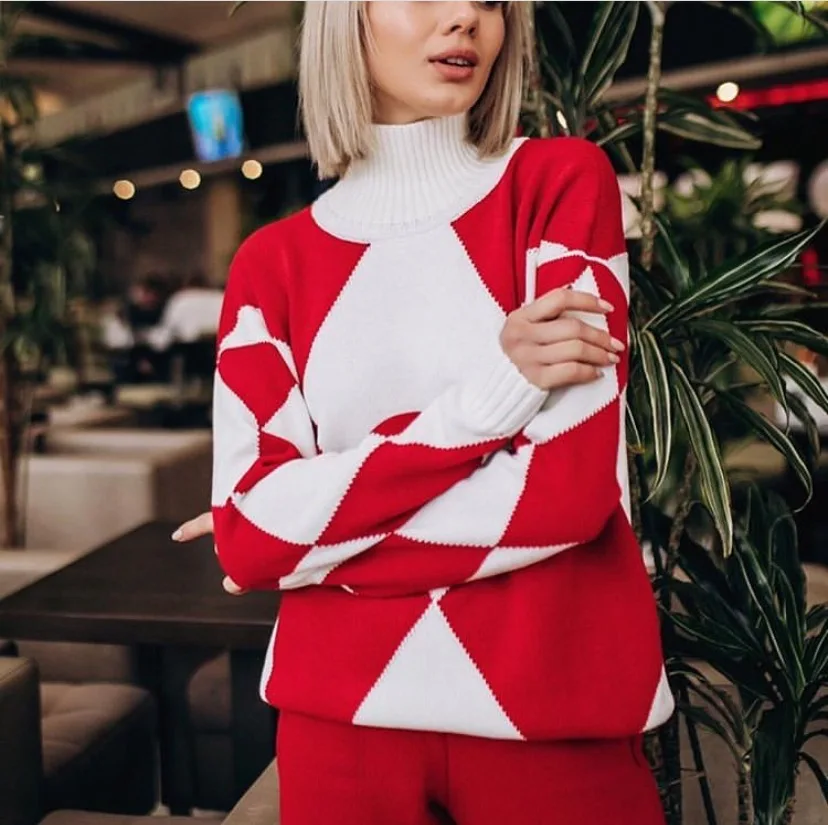 Женский комплект из 2 предметов ALPHALMODA зимний модный джемпер с высоким воротником
