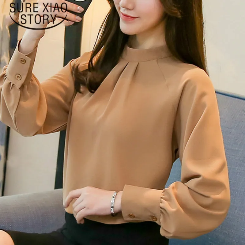 2019 Топы женские шифоновая Рубашки блузка с длинным Женские рукавом рубашки топы