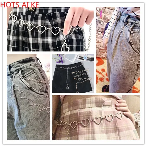 

105cm Waistband Pants Classic Waist Chain Love Heart Hollow Girdle Fine Belts Hip Hop Style Fashion 2021 Trendy for Women Metal