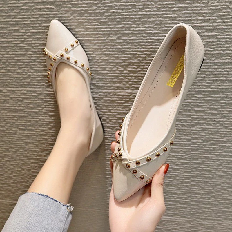 

Женские туфли с острым носком, универсальные туфли на плоской подошве, корейский стиль, профессиональная рабочая обувь, весна 2021