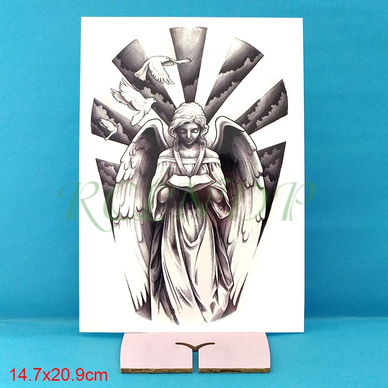 Waterproof Temporary Tattoo Sticker angel wings reading book flying bird Fake Tatto Flash Tatoo big tattoos for kid Women Men | Красота и