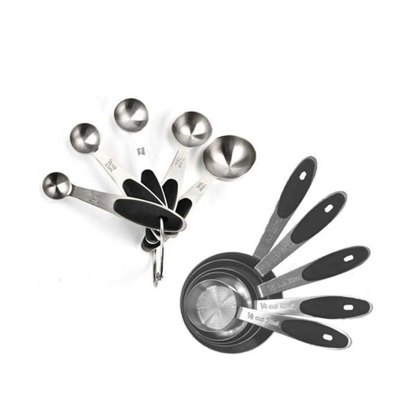 10 шт./компл. нержавеющая сталь серебро красочные мерные чашки мерная ложка с
