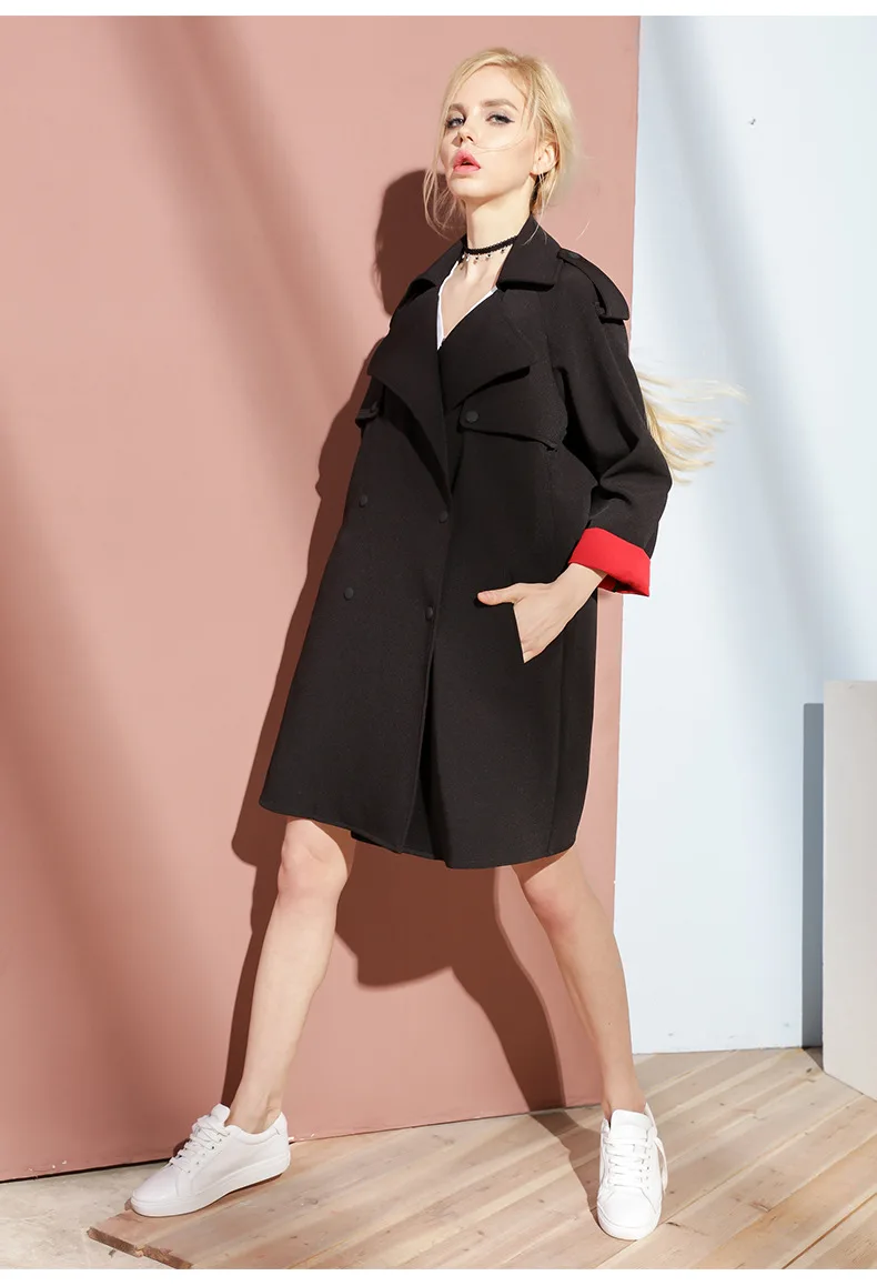 Женский классический двубортный Тренч Осенний водонепроницаемый дождевик