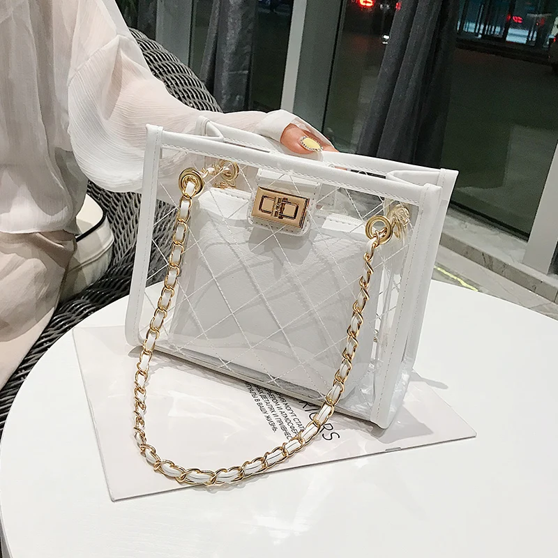 Женская сумка 2019 портфель женская Прозрачная ПВХ яркие цвета тоут дизайнерские