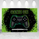 Игровой контроллер NeoBack с днем рождения, контроллер уровня вверх, мальчиковая игра, зеленая вечевечерние, баннер, фон для фотосъемки, фон для фотосъемки