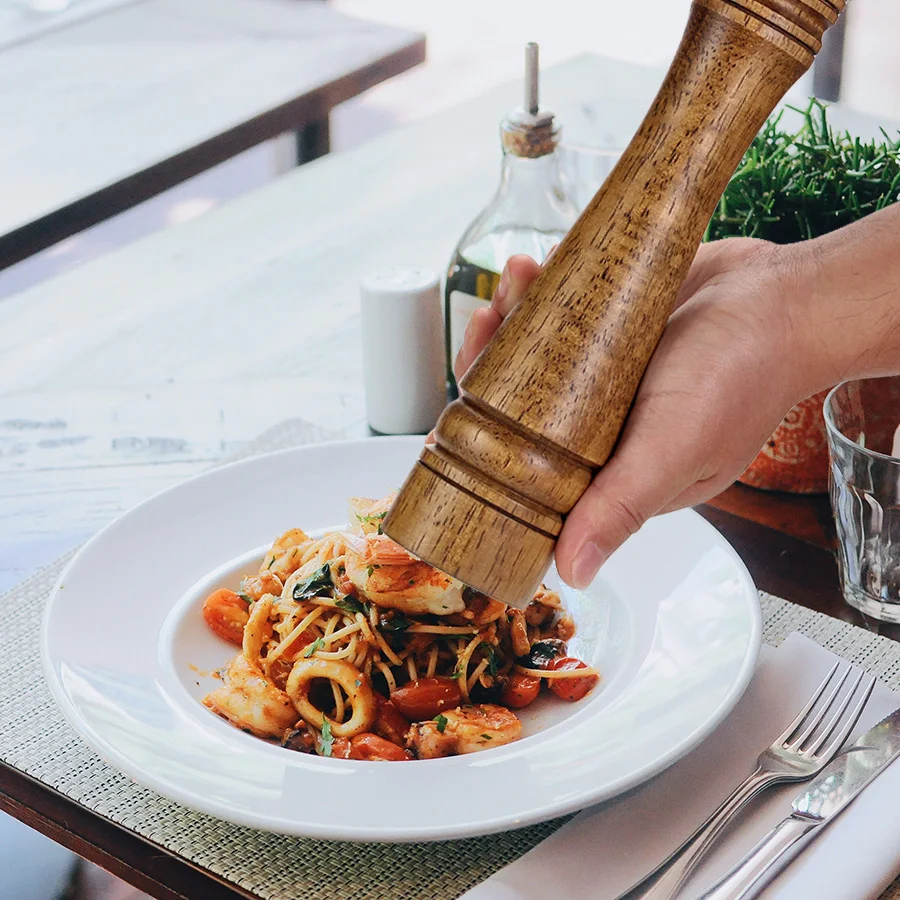 Набор деревянных мельница для соли и перца с поддоном по выбору морской (5 8 10