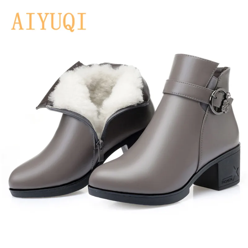 

AIYUQI Women Boots 2021 New winter footwear Large Size 41 42 43 Women Snow Boots Mid Heel Ankle Boots Of Women