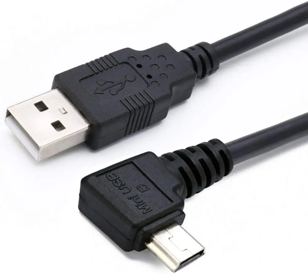 Переходник с USB A папа на Mini B 5pin под прямым углом кабель для зарядки и
