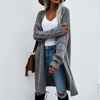 womens commute green cardigans new autumn winter casual long knitted cardigan women sweater jacket v neck full cardigans 2021