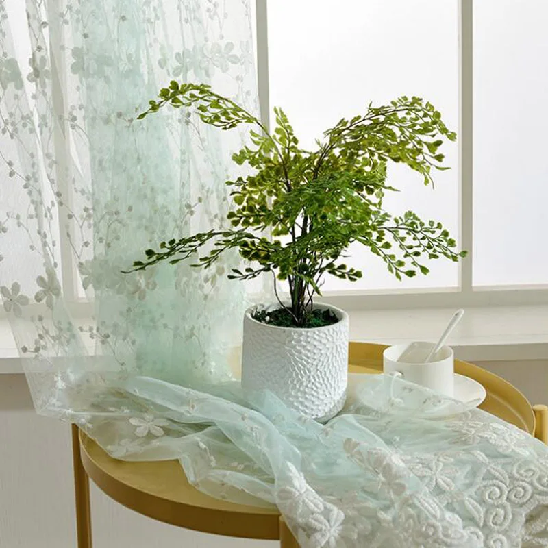Blue voile tulle Хлопок, лен, белая вышитая вуаль, занавеска для гостиной, спальни, эркер, окно, террасы, занавеска, тюль, WP058* 30 - Цвет: Blue voile tulle