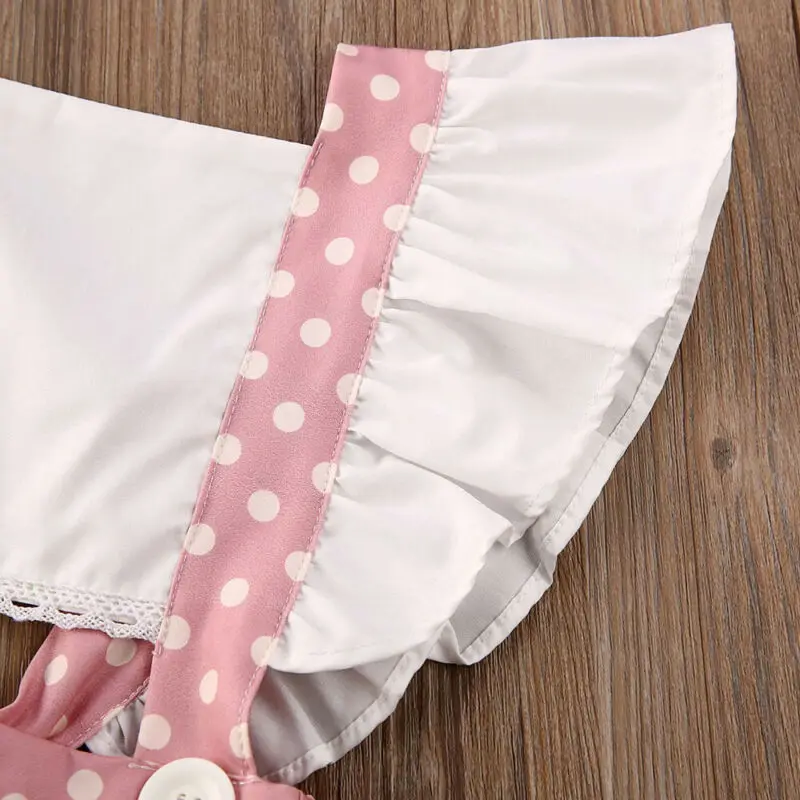 

Baby Summer Clothing Toddler Baby Girl Dots Ruffle Backless Playsuit Bodysuit Headband Outfits Set Patchwork Sunsuits