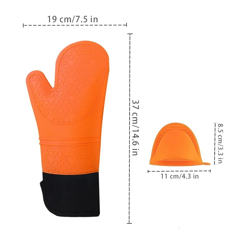1 пара перчаток для духовки с 2 держателями кастрюль термостойкие рукавицы