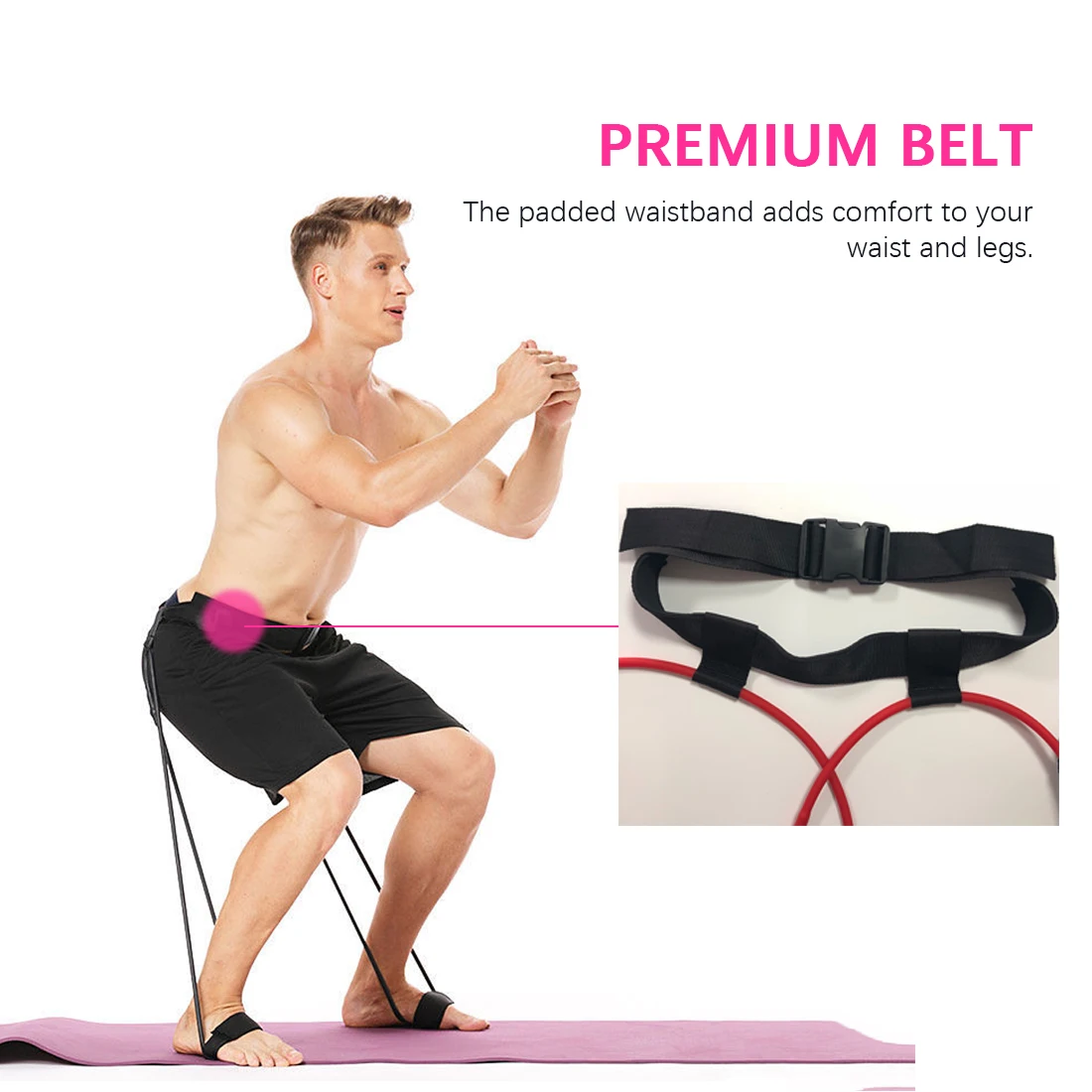

35lb Fitness Booty Butt Training Band Pedal Exerciser Resistance Bands Adjustable Waist Belt for Glutes Legs Muscle Workout