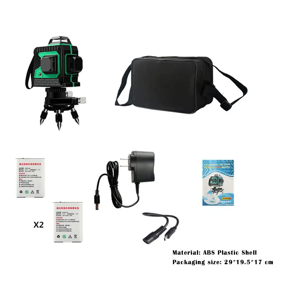 

8 Lines LD Green Beam Self-leveling Device High Precision Laser Horizontal Level Instrument Automatic Wall Mounter