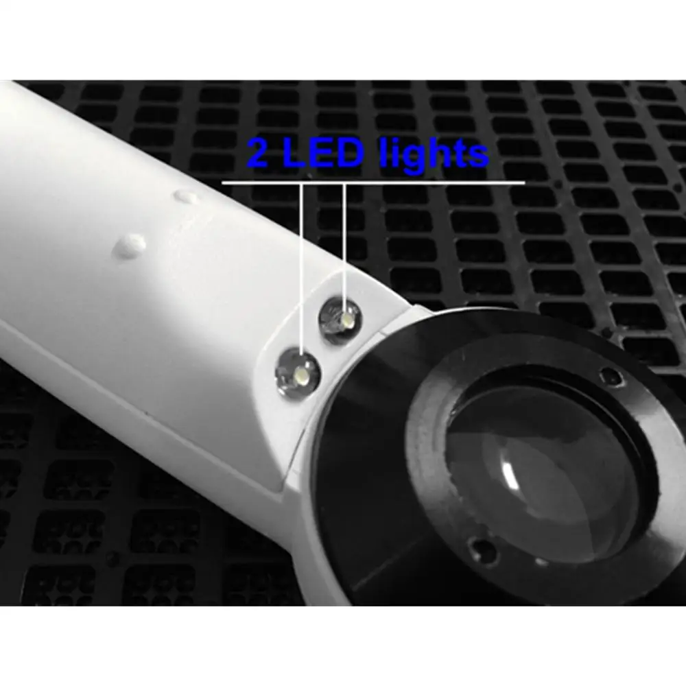 Увеличительное стекло для ювелирных изделий Портативная Лупа с 2 светодиодами 40