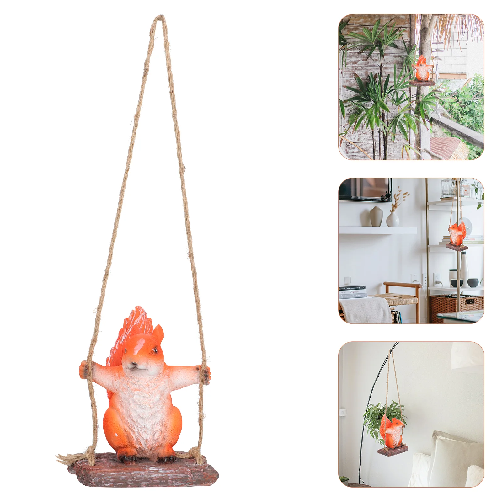 

1Pc Hanging Swing Squirrel Statue Resin Swing Animal Ornament Lovely Garden Pendant