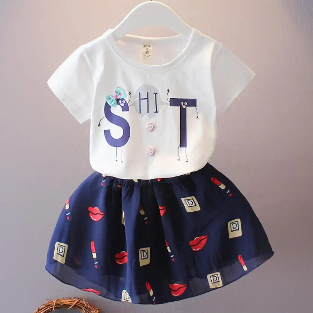 Модные комплекты одежды для маленьких девочек летняя новая детская одежда