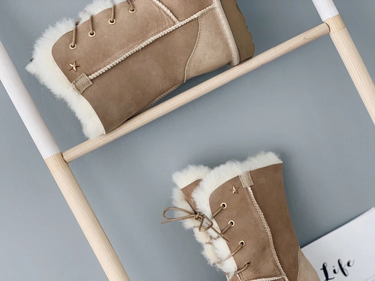 

Fashion Woman Snow Boots All-match Round Toe Plus Velvet Mid-tube Sand Color Slip-On Shoes Height Increasing 2020 Winter Shoes