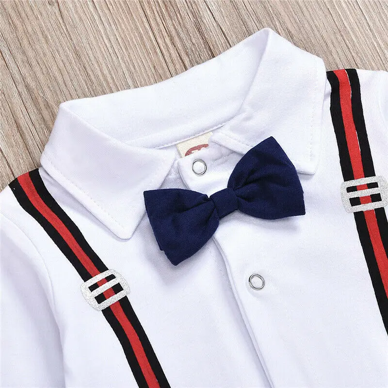 

Baby Boy Long Sleeve Turn Down Collar Romper with Bow Tie 0-24 Newborn Infant Toddler Casual Cotton Jumpsuit Playsuit Outfits