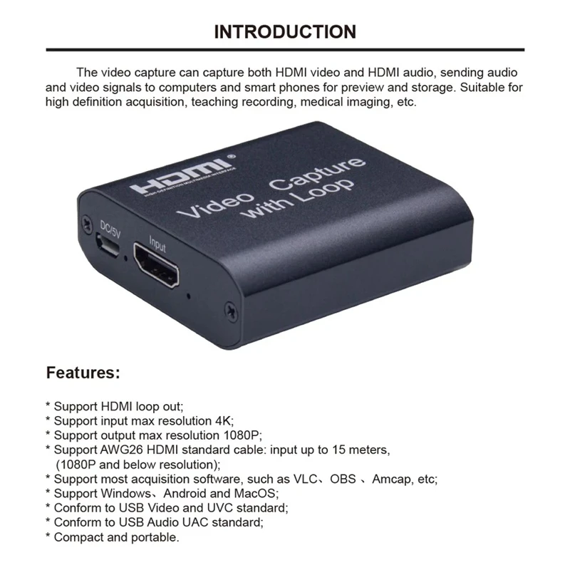 4K HDM I 1080P USB карта видеозахвата высокой четкости с петлей | Компьютеры и офис