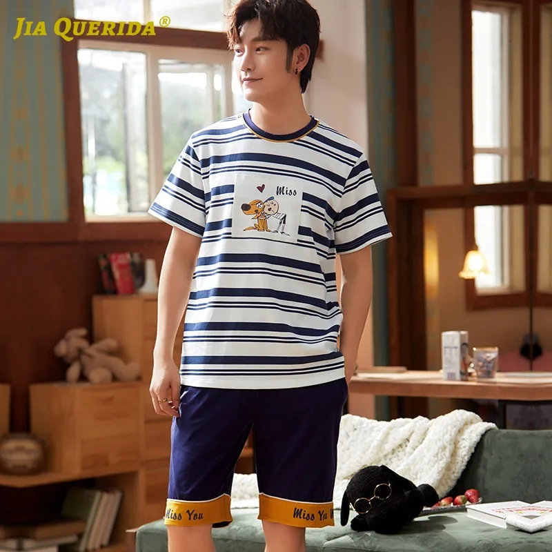 

New Soft Homesuit Homeclothes Sleepwear Fashion Casual Pajamas for Man Cotton Short Sleeve Short Pants Pj Set Pajamas Set