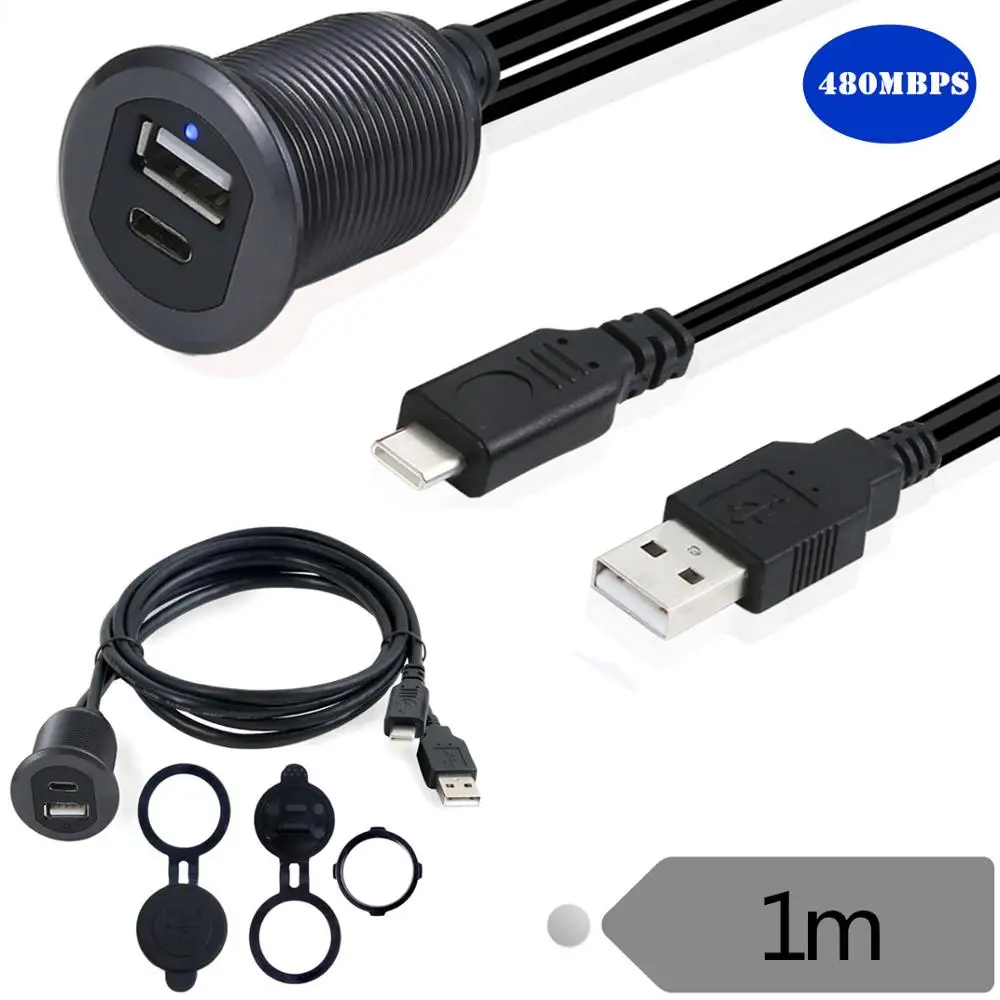 Кабель типа C 3 1 и USB 2 0 Папа-мама AUX автомобильный монтажный флеш-кабель