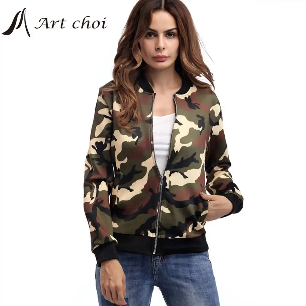 

Spring Autumn Women Baseball Jackets Coats Camouflage Casual Gold Mink Zipper Tracksuit Female Ladies Sweatshirt Sportswear